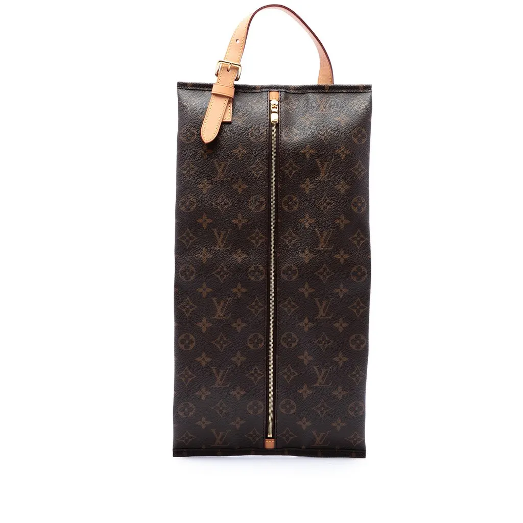 Louis Vuitton Monogram Shoe Pouch Brown Canvas Very good - Front View
