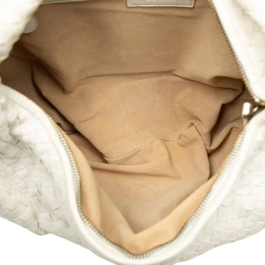 Bottega Veneta Large Nappa Intrecciato Flower Veneta Hobo White Leather Very good - Model View
