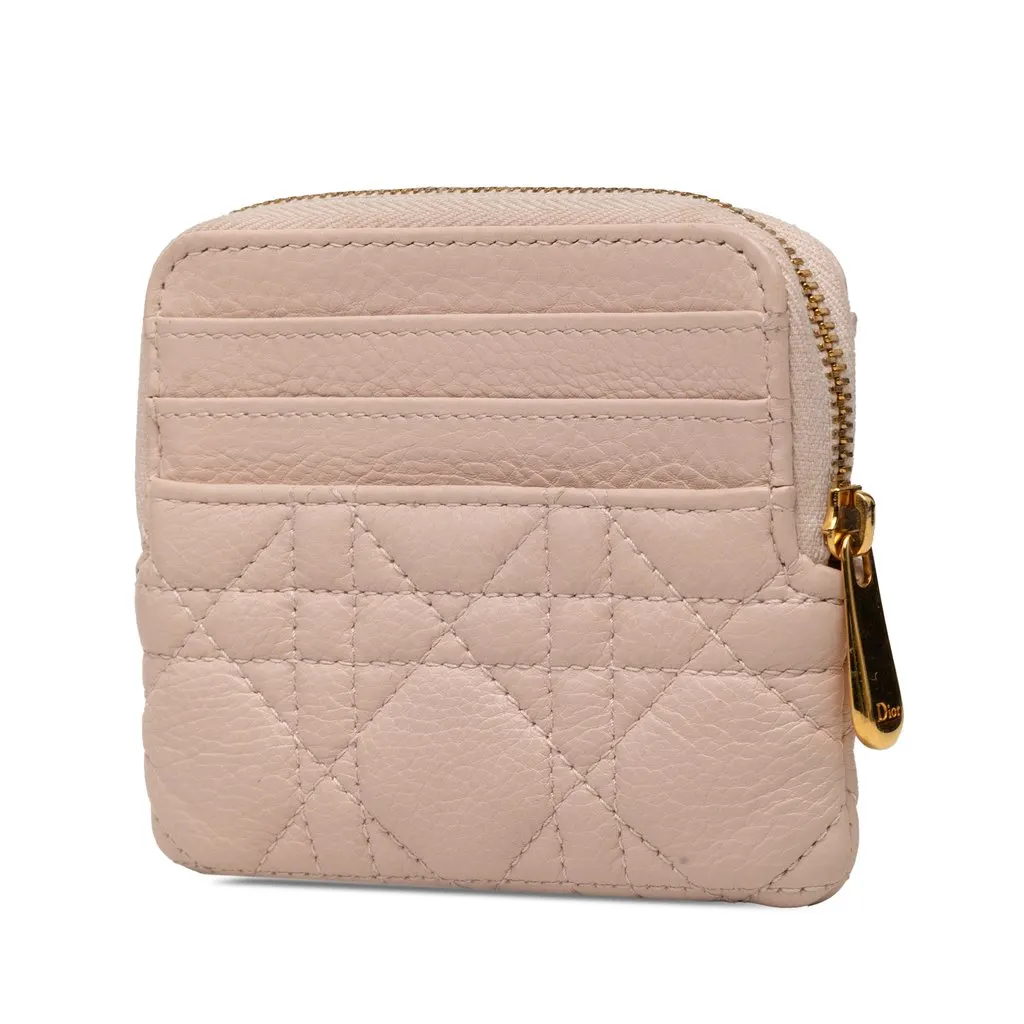 Dior Calfskin Cannage Supple Caro Lavender Coin Pouch Pink Leather Good - Back View