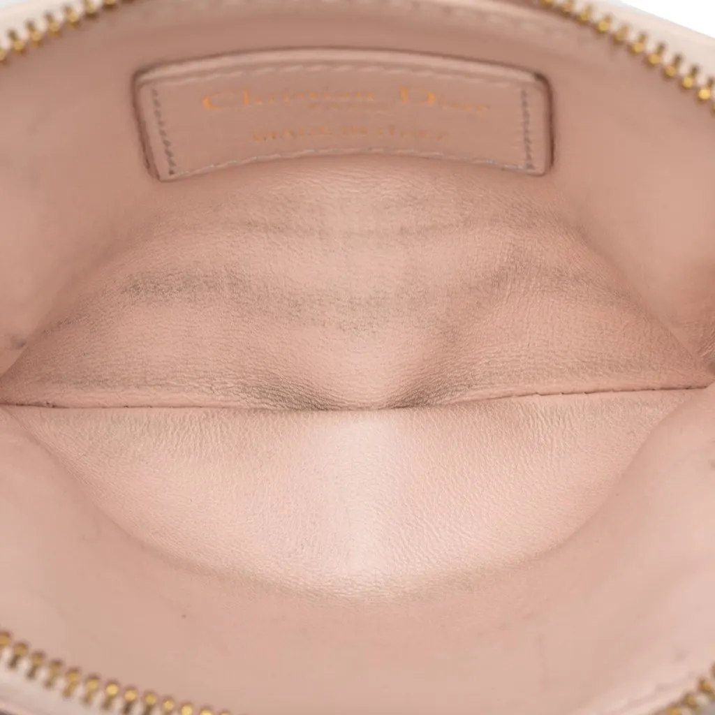 Dior Calfskin Cannage Supple Caro Lavender Coin Pouch Pink Leather Good - Model View