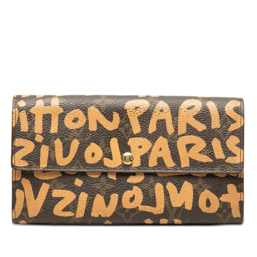 Louis Vuitton Stephen Sprouse Monogram Graffiti Porte Monnaie Credit Brown Very good - Front View