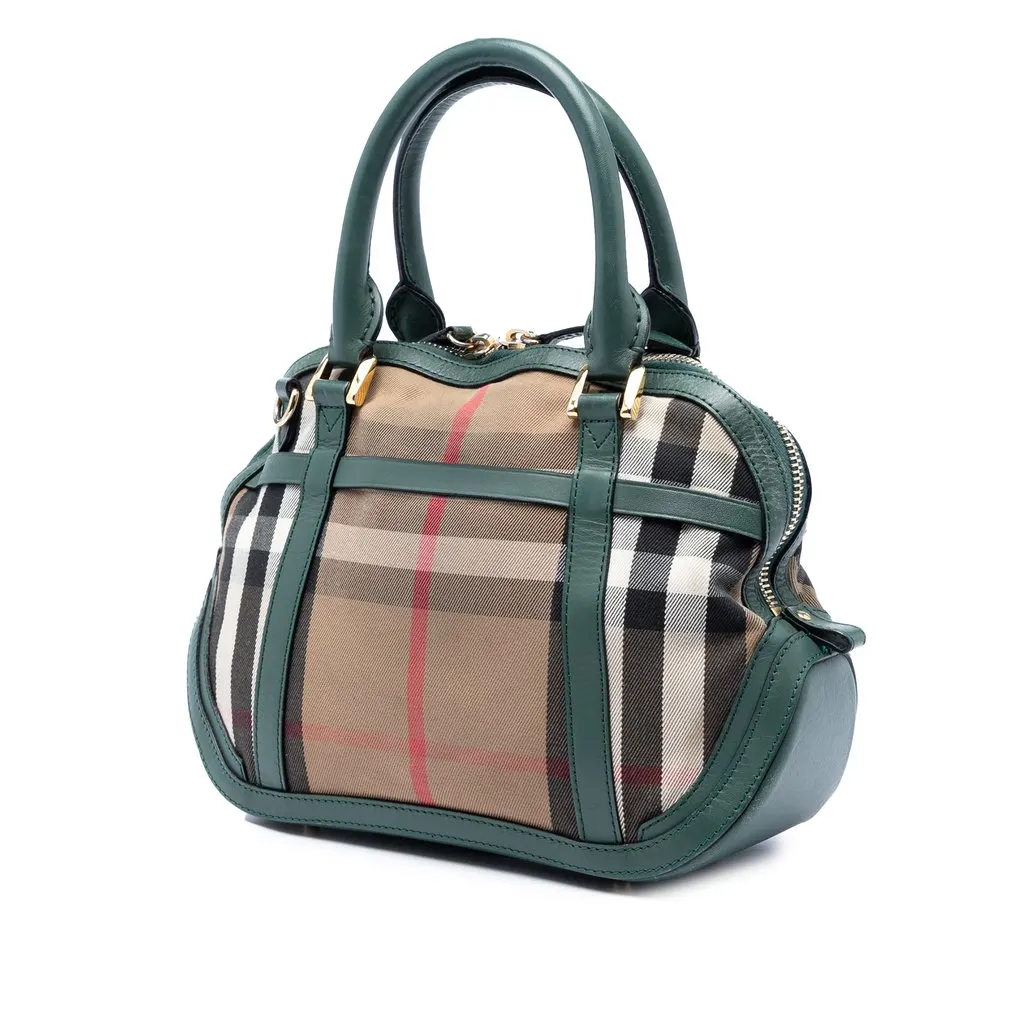 Burberry Small Leather Trimmed House Check Canvas Bridle Orchard Satchel Beige Very good - Back View