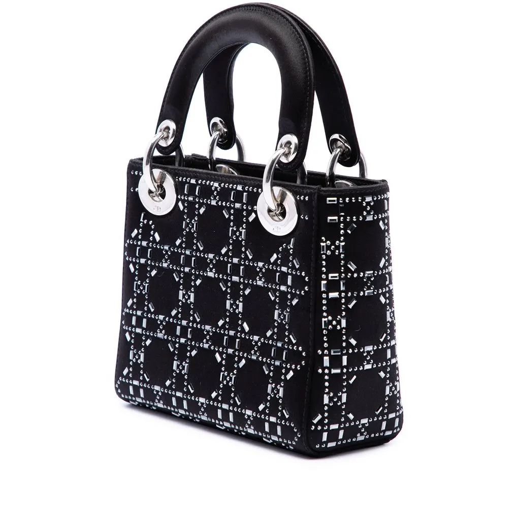 Dior Mini Satin Cannage Crystal Embellished Lady Dior Black Very good - Back View