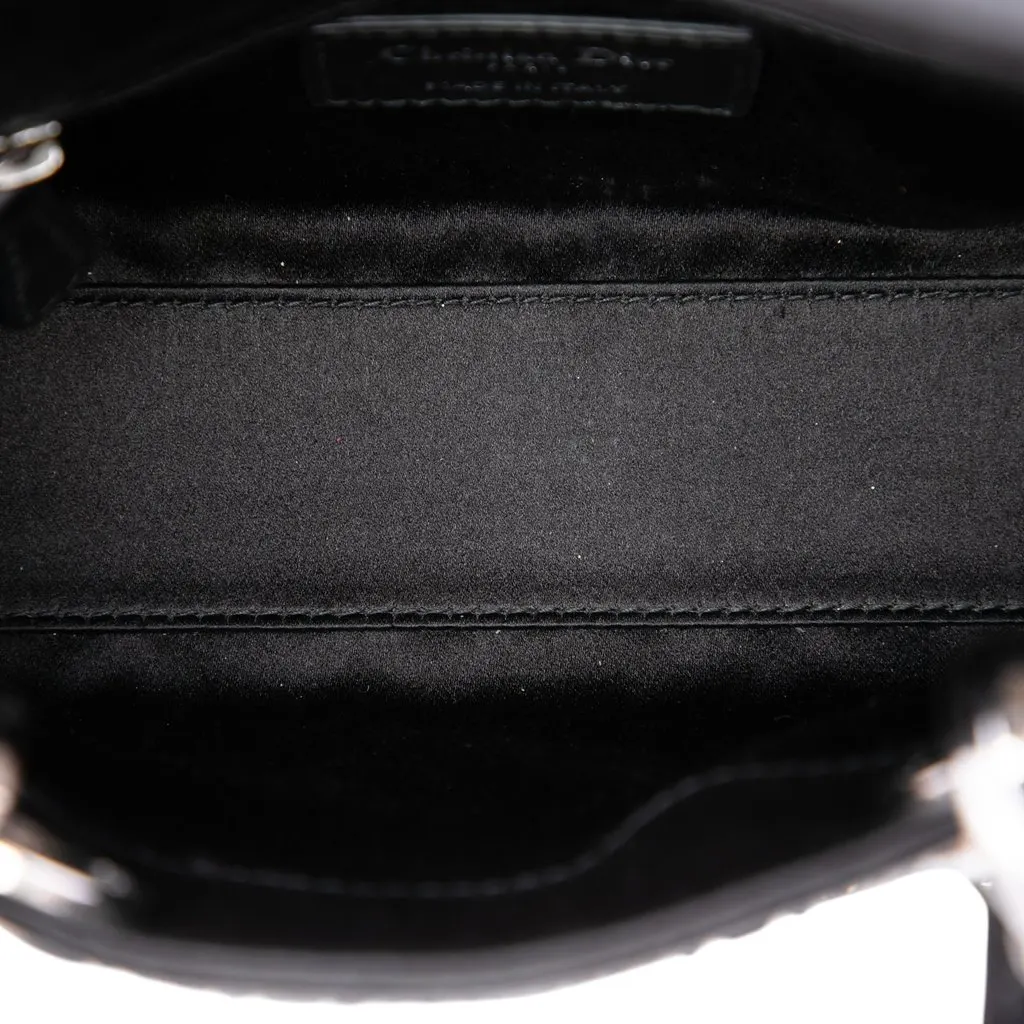 Dior Mini Satin Cannage Crystal Embellished Lady Dior Black Very good - Model View