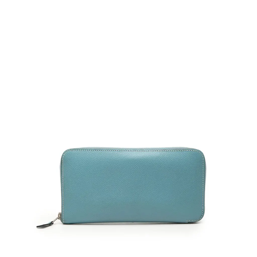 Hermès Epsom Azap Long Wallet Blue Leather Very good - Front View