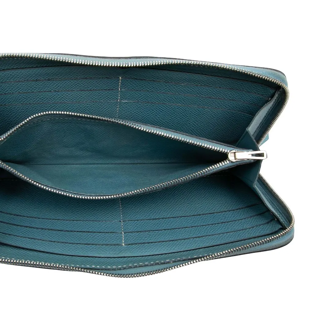 Hermès Epsom Azap Long Wallet Blue Leather Very good - Model View