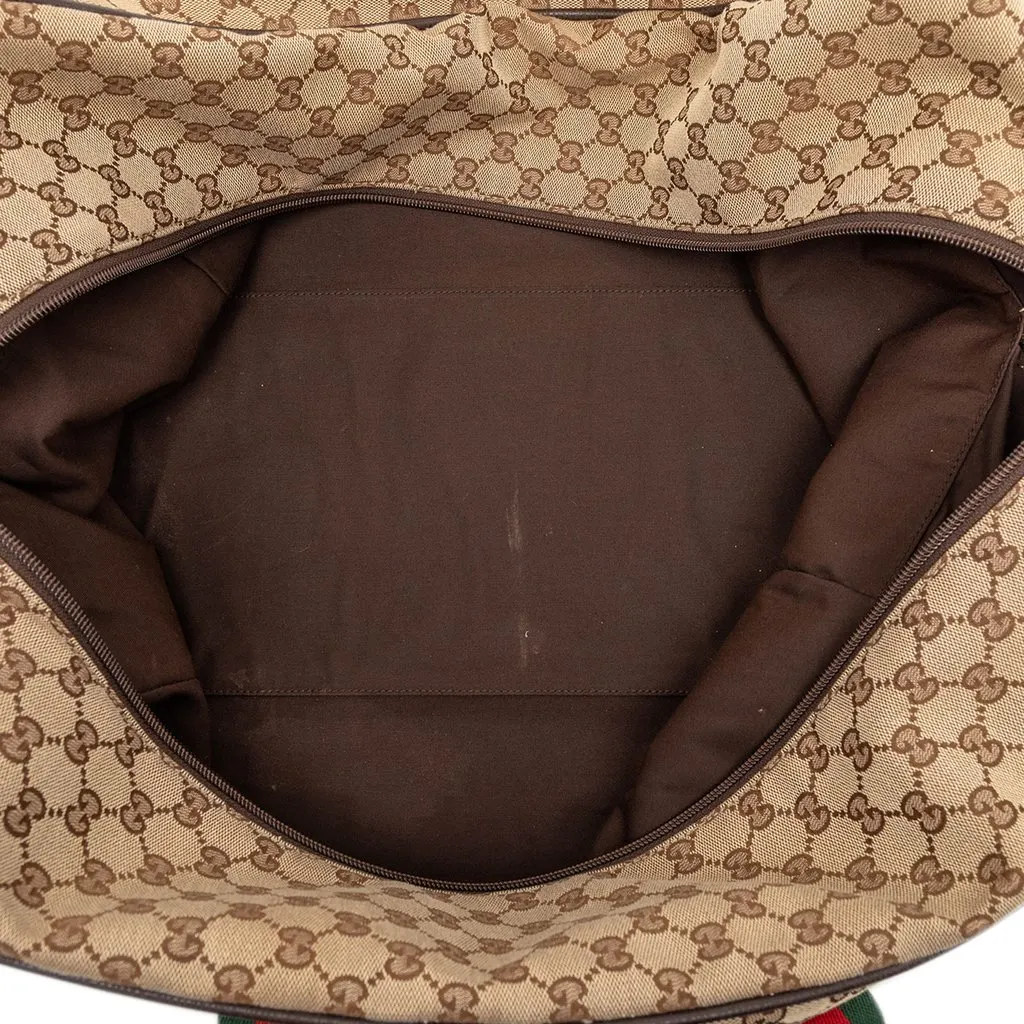 Gucci GG Canvas Web Travel Bag Beige Very good - Model View