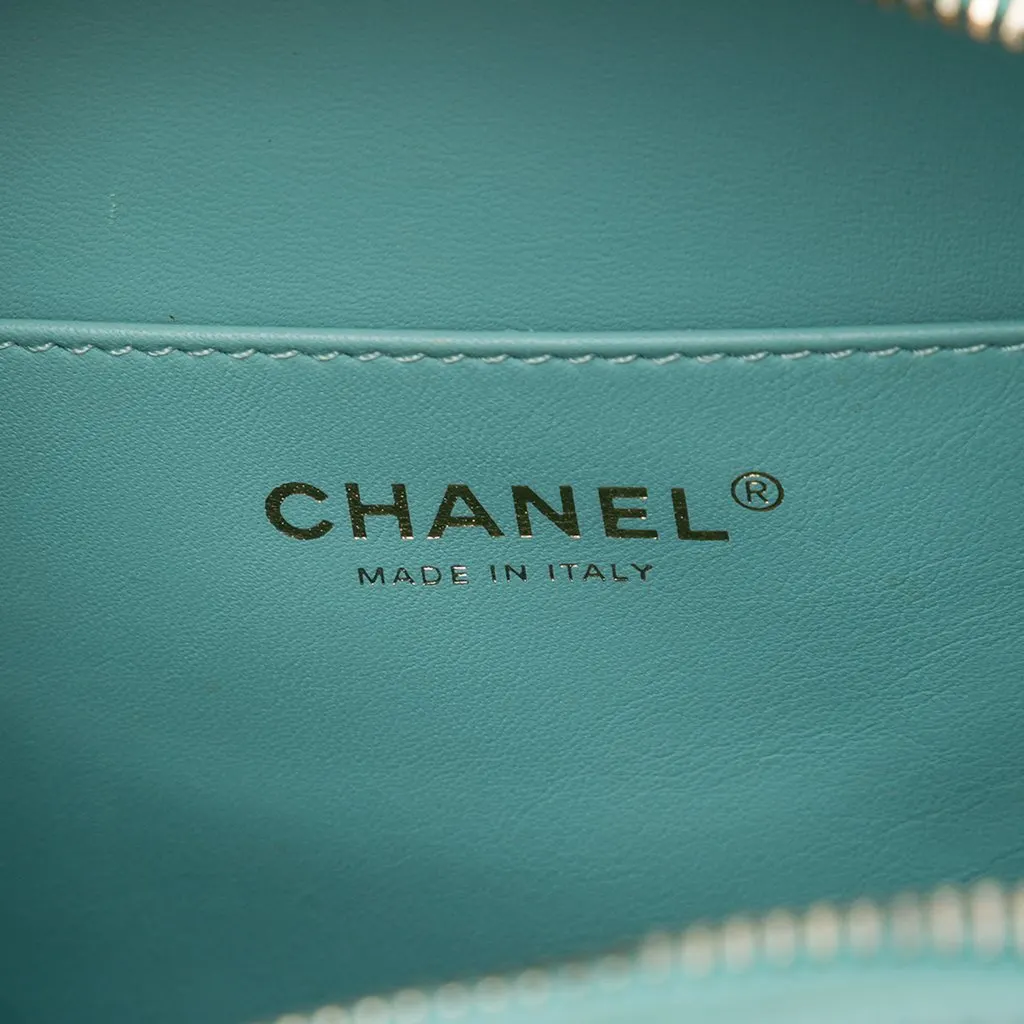 Chanel Caviar CC Filigree Vertical Vanity Case Blue Leather Very good - Box View