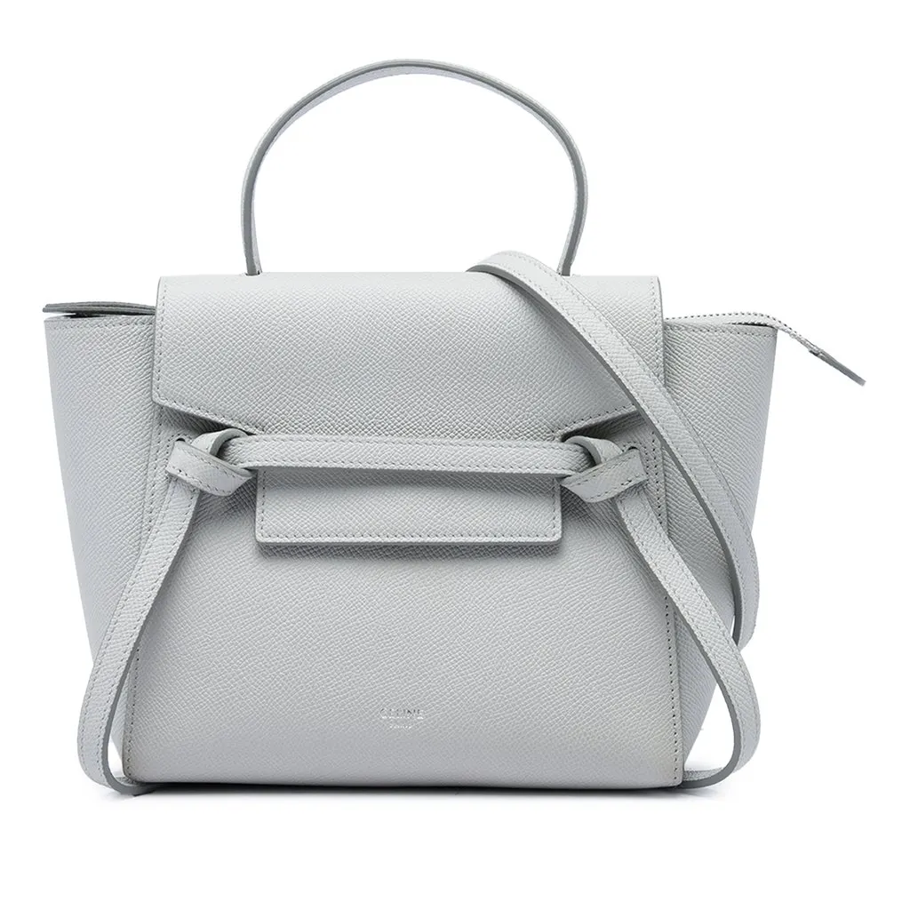 Celine Nano Grained Calfskin Belt Bag Grey Leather Good - Front View