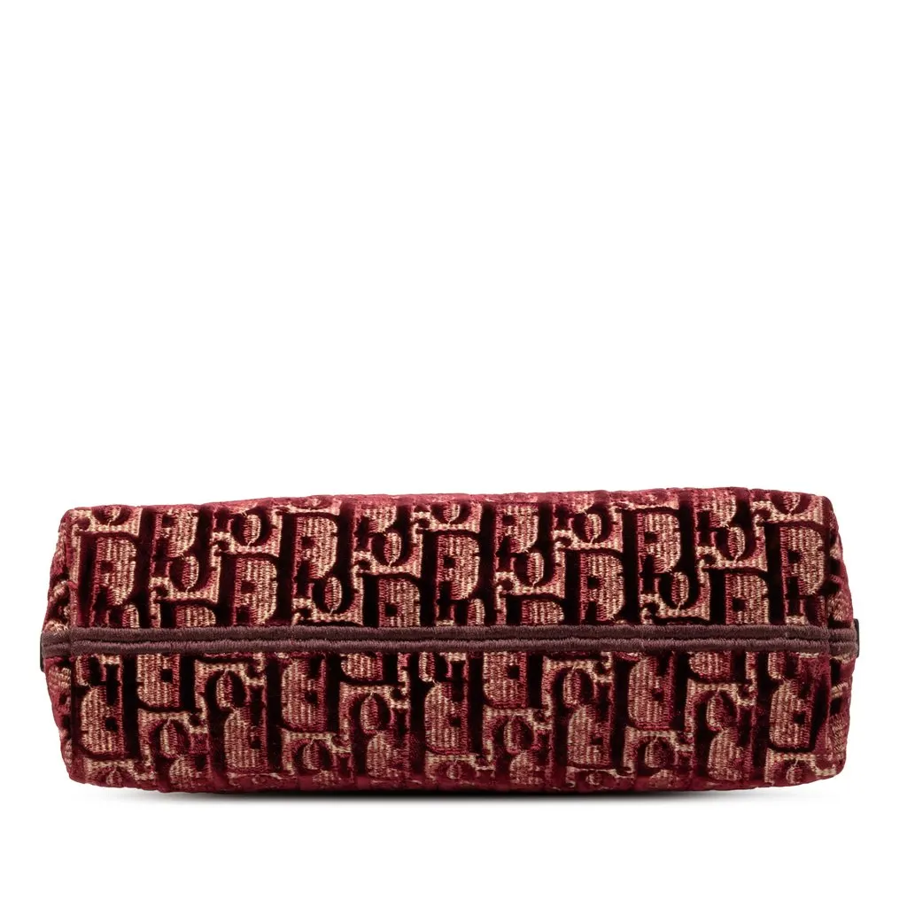 Dior Oblique Embroidered Velvet Cosmetic Pouch Red Very good - Inside View