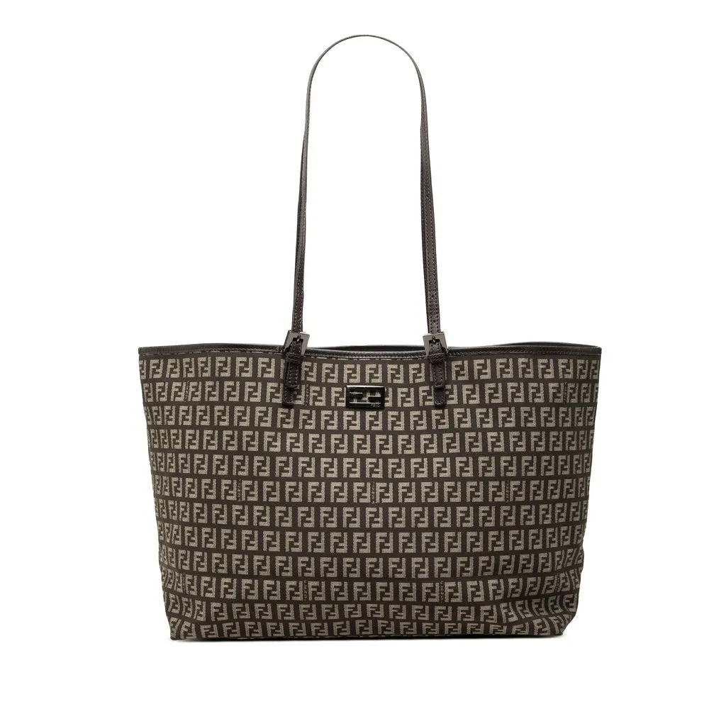 Fendi Zucchino Canvas Tote Brown Very good - Front View