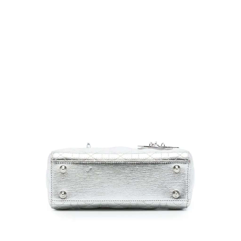 Dior Small Metallic Grained Calfskin Cannage My ABCDior Lady Dior Silver Leather Very good - Inside View