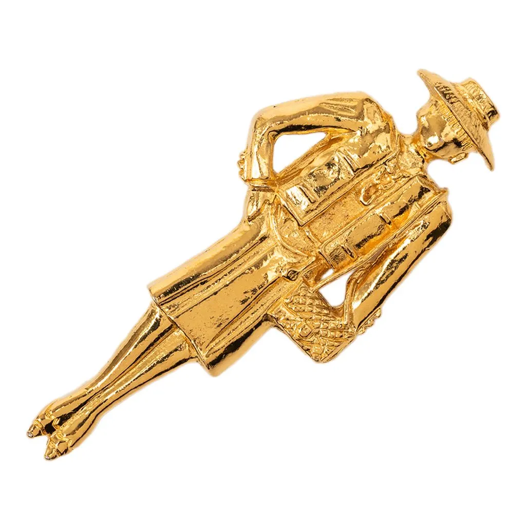 Chanel Gold Plated Coco Mademoiselle Pin Brooch Gold Metal Very good - Front View