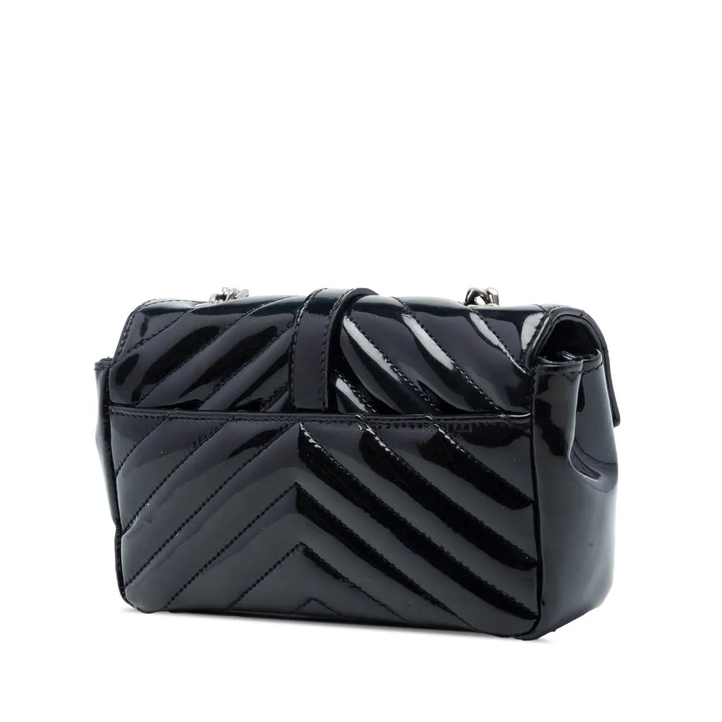 Saint Laurent Baby Chevron Patent Classic Monogram Chain Bag Black Leather Very good - Back View