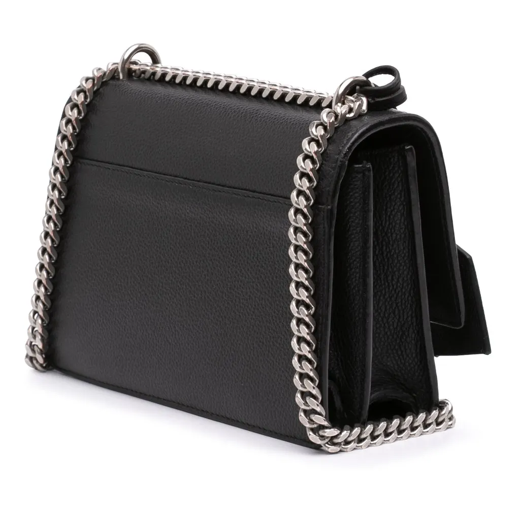 Saint Laurent Small Grained Calfskin Monogram Sunset Crossbody Black Leather Good - Back View