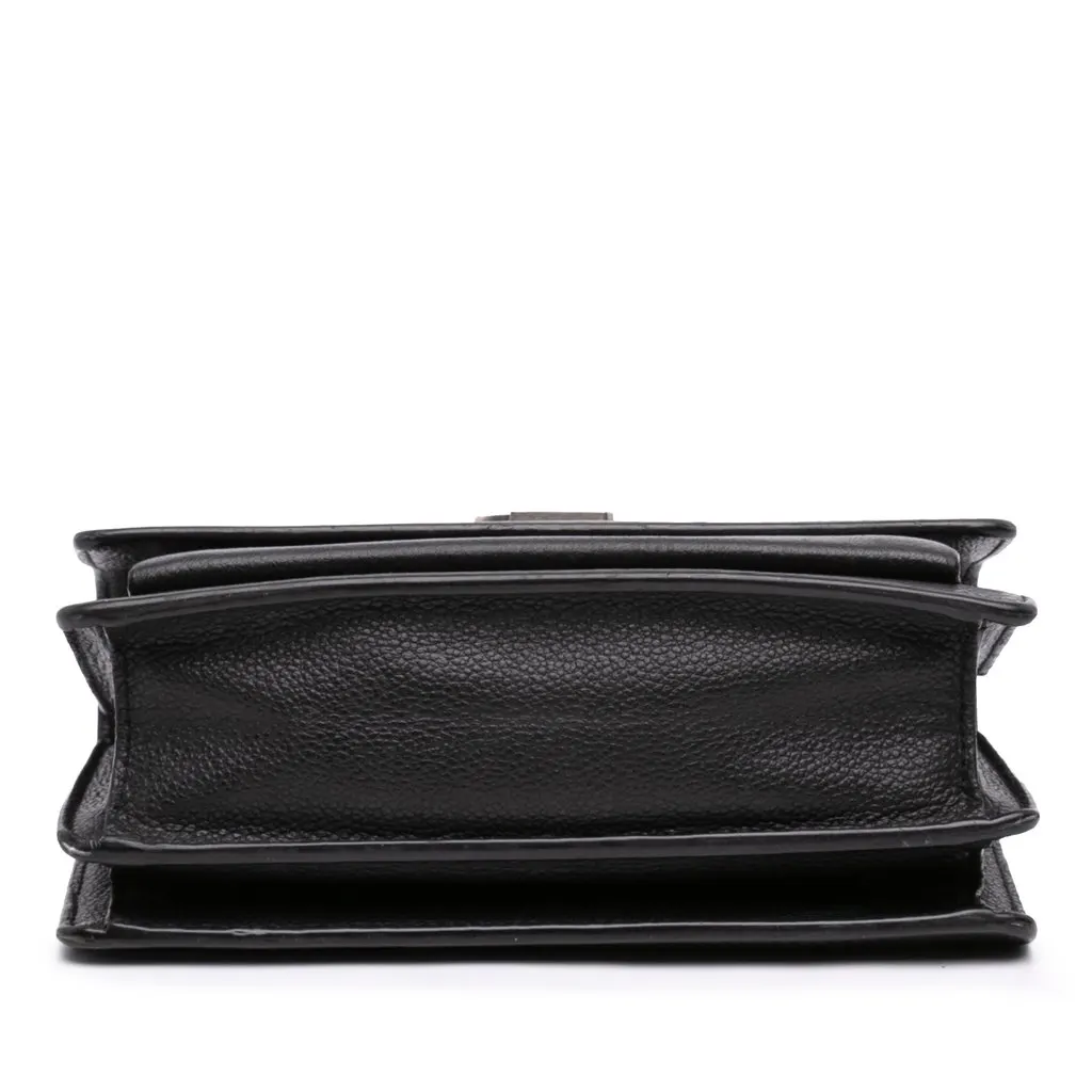 Saint Laurent Small Grained Calfskin Monogram Sunset Crossbody Black Leather Good - Inside View