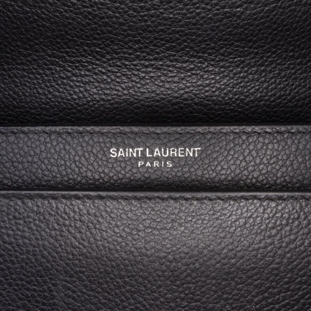 Saint Laurent Small Grained Calfskin Monogram Sunset Crossbody Black Leather Good - Box View