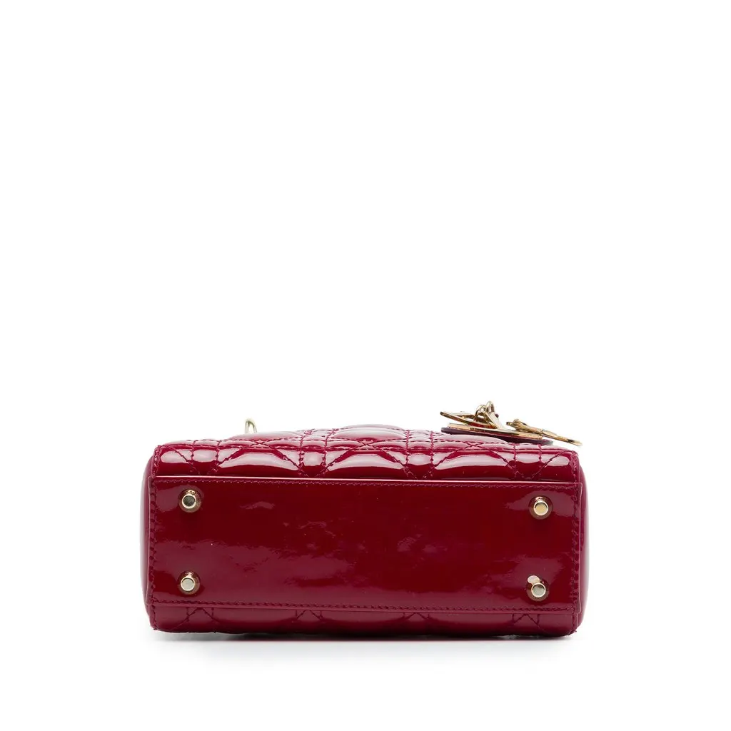 Dior Mini Patent Cannage Lady Dior Red Leather Very good - Inside View