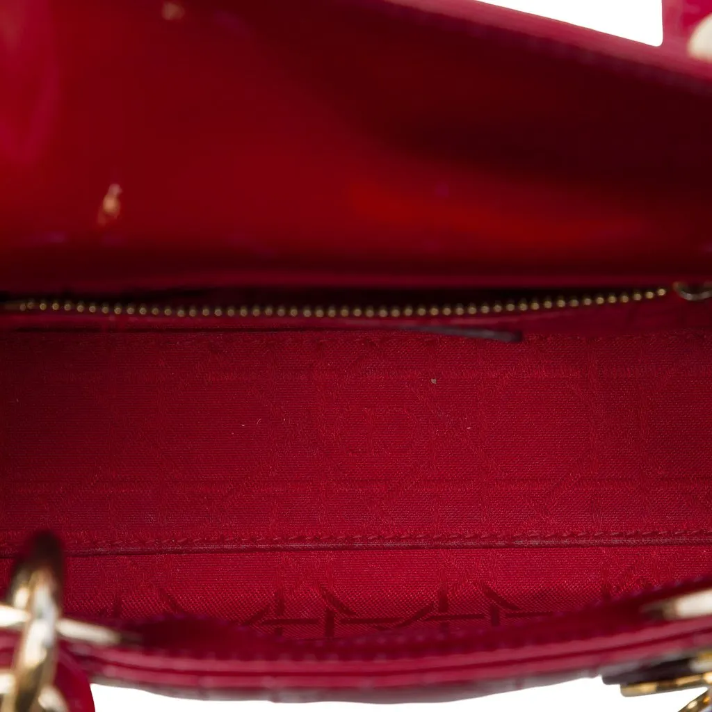 Dior Mini Patent Cannage Lady Dior Red Leather Very good - Model View