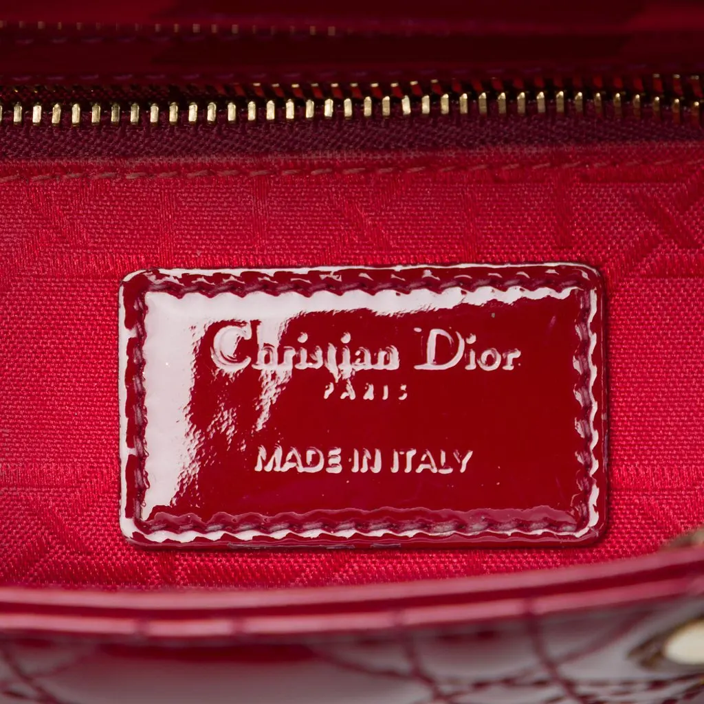 Dior Mini Patent Cannage Lady Dior Red Leather Very good - Box View