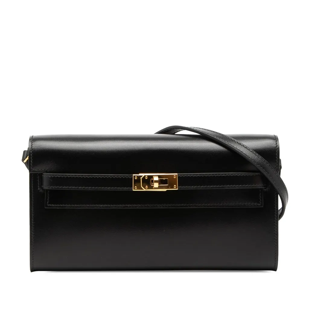Hermès Box Calf Kelly To Go Wallet Black Leather Very good - Front View