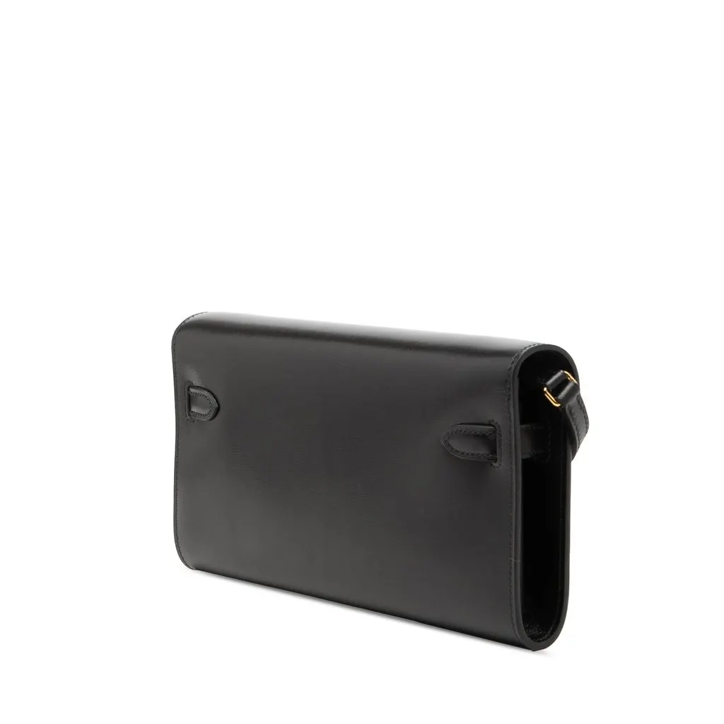 Hermès Box Calf Kelly To Go Wallet Black Leather Very good - Back View