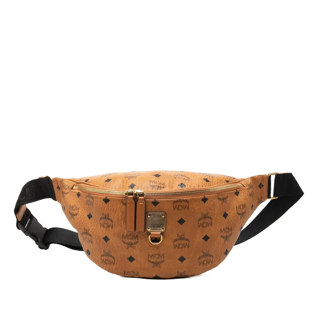 MCM Medium Visetos Coated Canvas Fursten Belt Bag Brown Very good - Front View