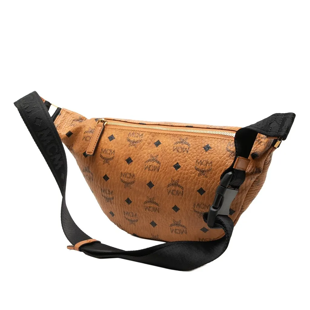 MCM Medium Visetos Coated Canvas Fursten Belt Bag Brown Very good - Back View