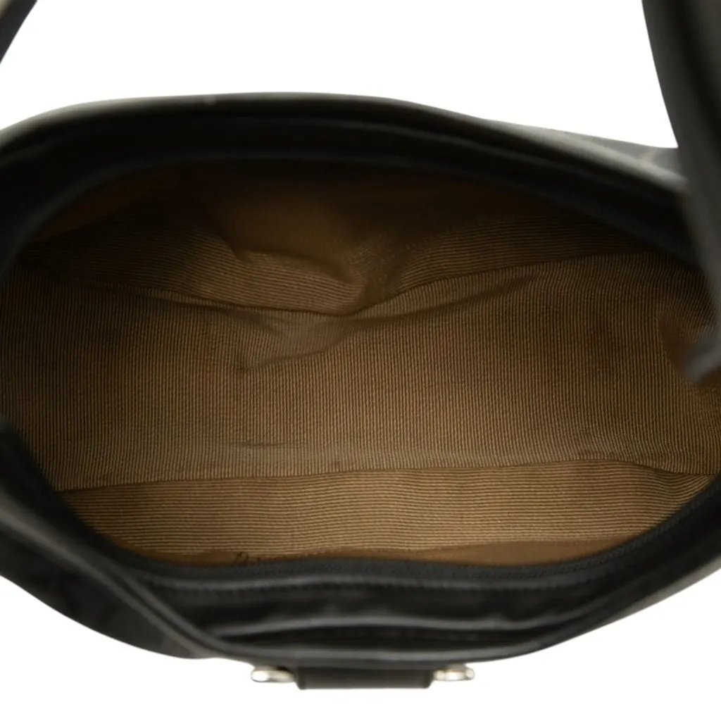 Salvatore Ferragamo Gancini Canvas Shoulder Bag Black Canvas Very good - Model View