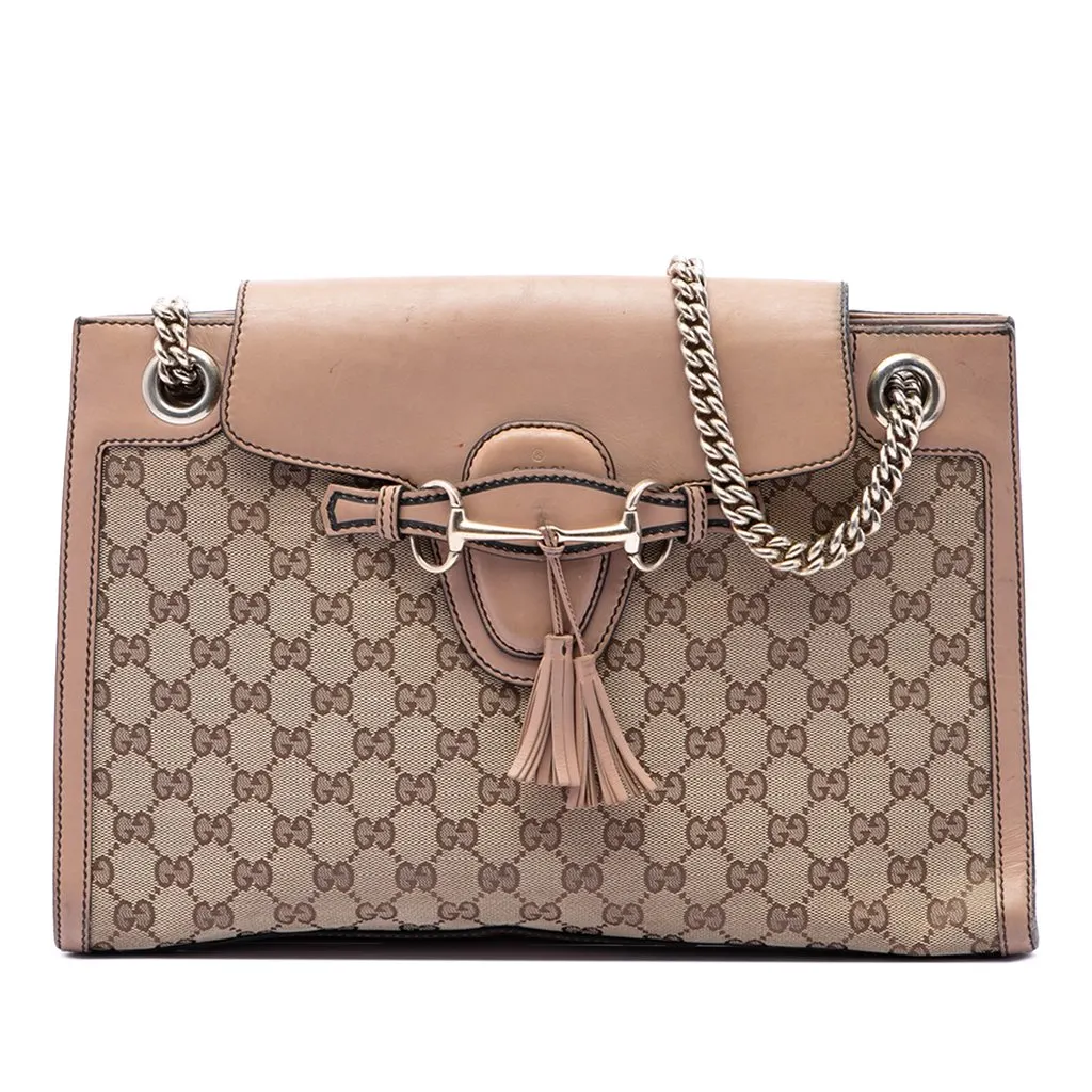 Gucci Large GG Canvas Emily Shoulder Bag Beige Very good - Front View