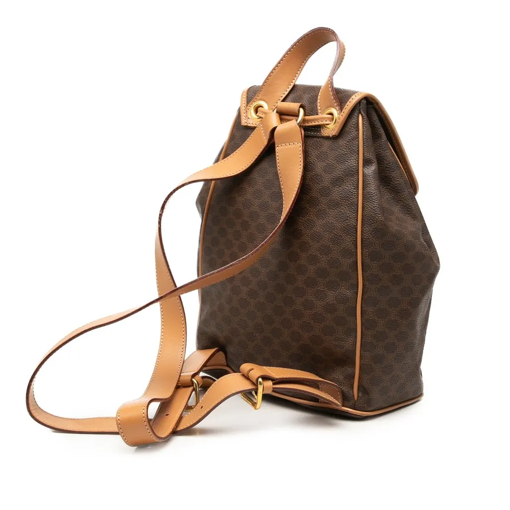 Celine Macadam Coated Canvas Backpack Brown Canvas Good - Back View