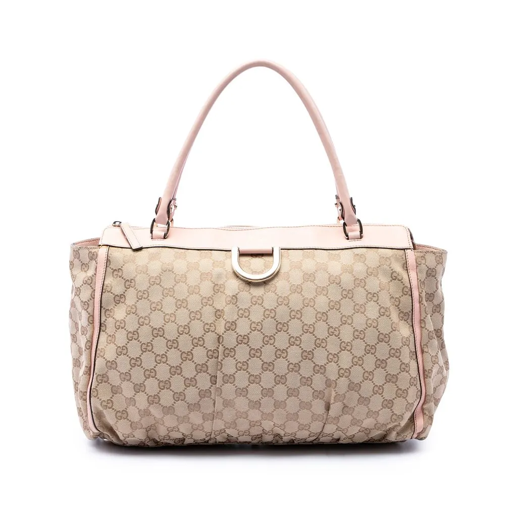 Gucci GG Canvas Abbey D Ring Tote Beige Canvas Good - Front View