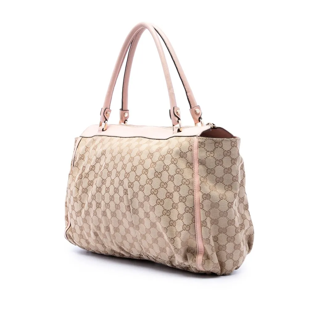 Gucci GG Canvas Abbey D Ring Tote Beige Canvas Good - Back View