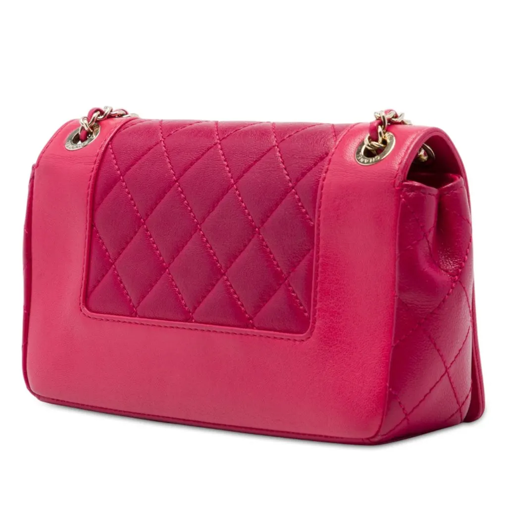 Chanel Quilted Bicolor Sheepskin Mademoiselle Vintage Flap Pink Leather Very good - Back View