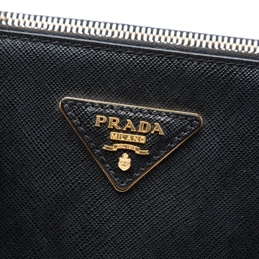 Prada Large Saffiano Lux Galleria Double Zip Satchel Black Leather Very good - Box View