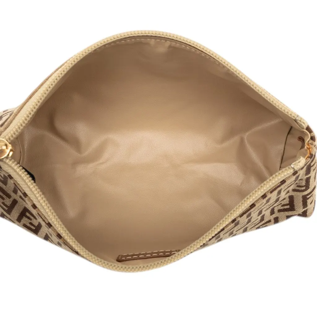 Fendi Zucchino Canvas Pouch Brown Very good - Model View