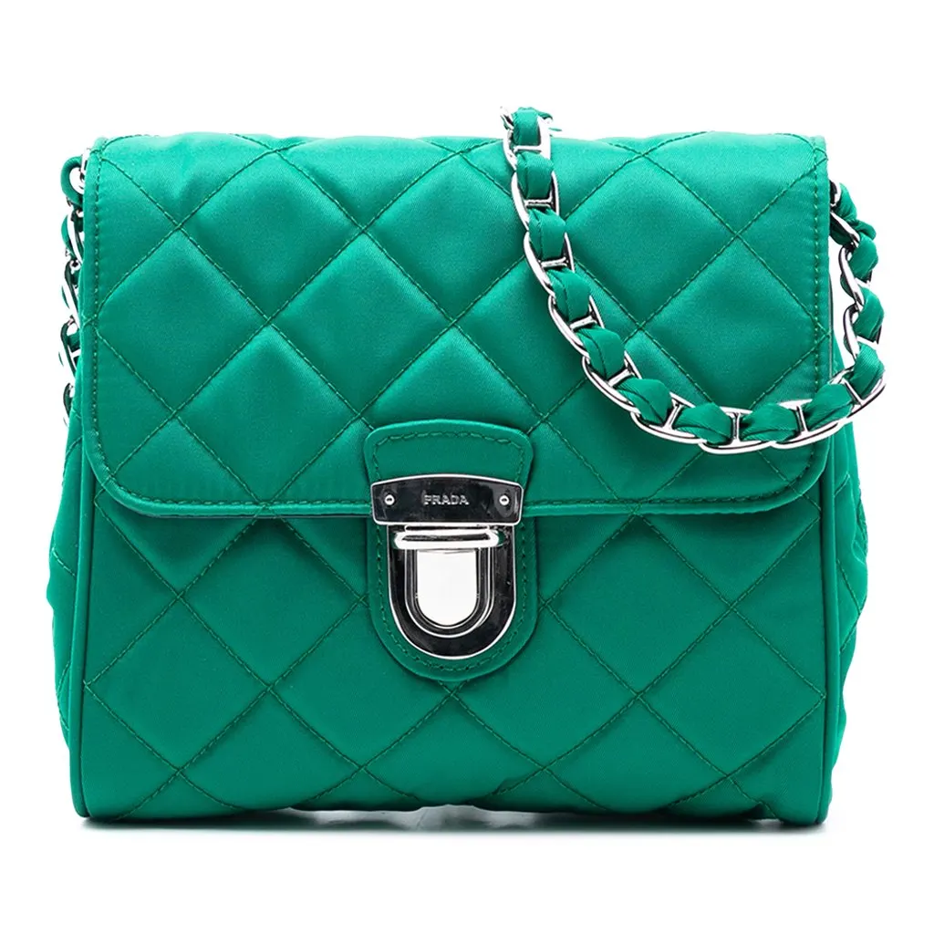 Prada Impuntu Tessuto Chain Crossbody Green Very good - Front View
