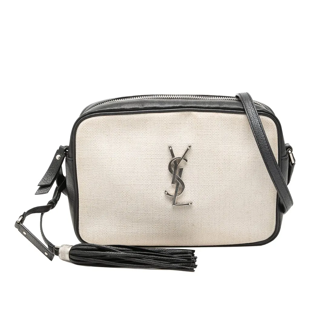 Saint Laurent Canvas Monogram Lou Camera Bag White Very good - Front View