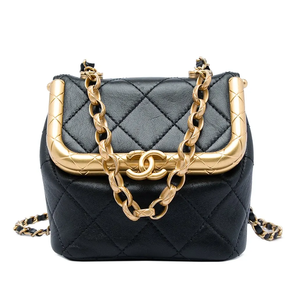 Chanel Micro Quilted Lambskin My Crush Bag Black Leather Very good - Front View
