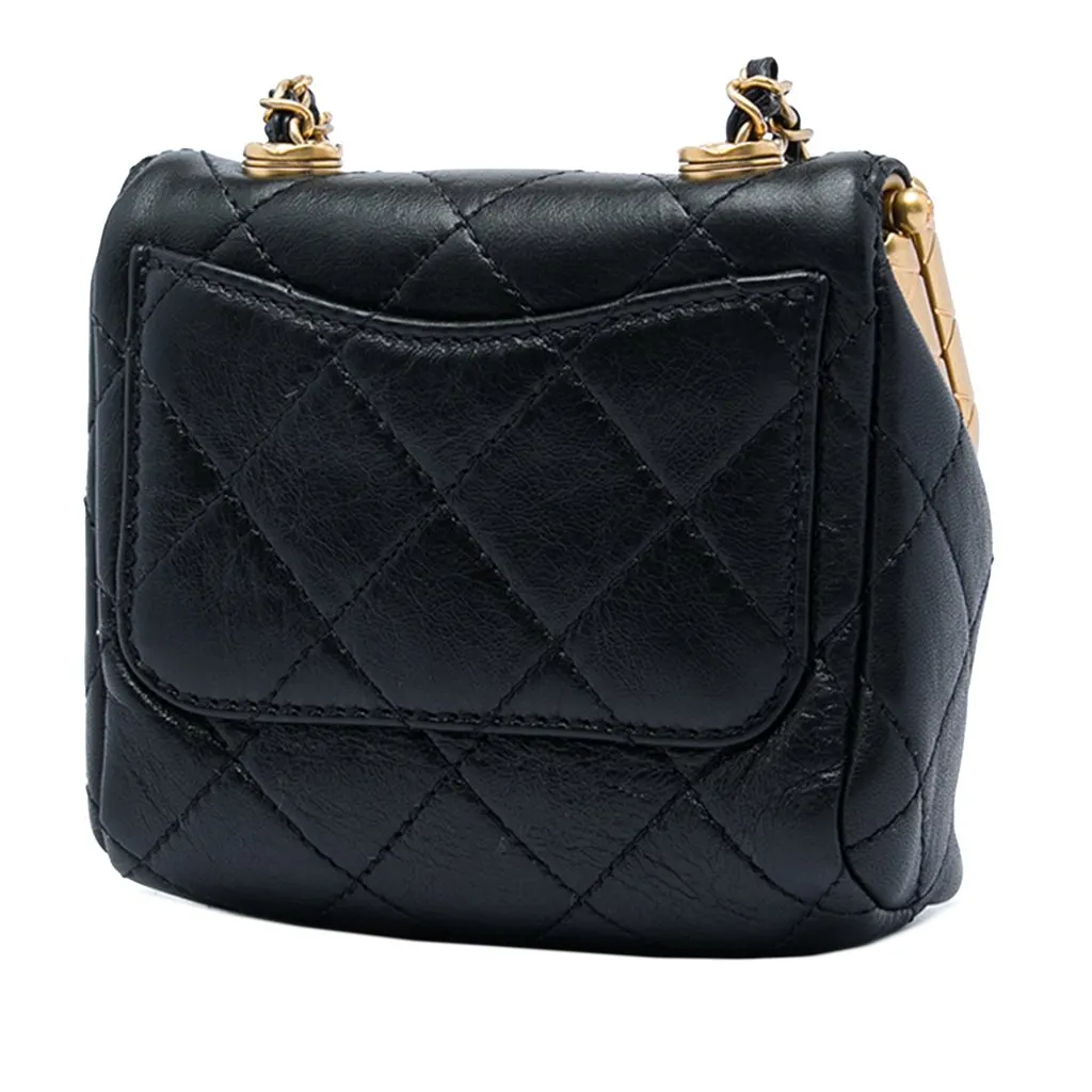Chanel Micro Quilted Lambskin My Crush Bag Black Leather Very good - Back View