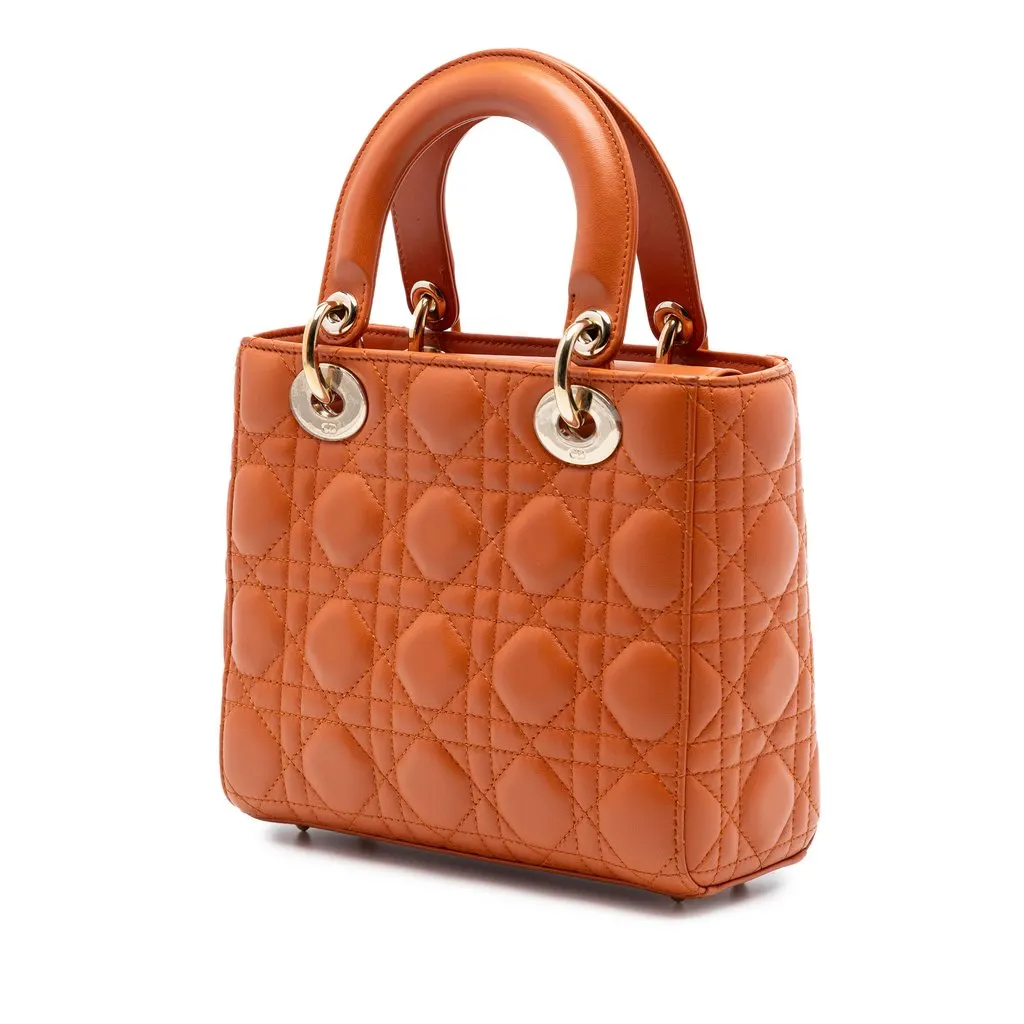 Dior Small Lambskin Cannage MyABCDior Lady Dior Orange Leather Very good - Back View
