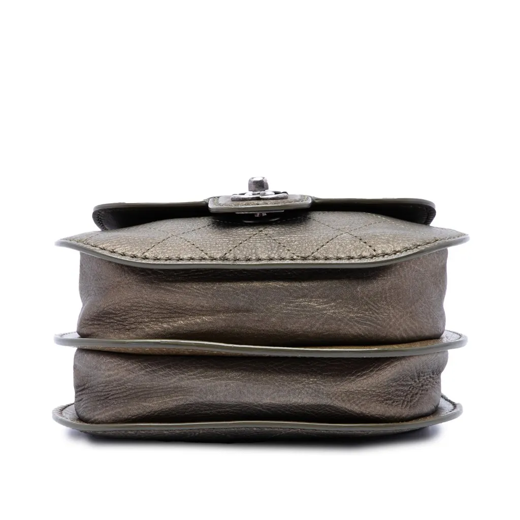 Chanel Small Quilted Calfskin Coco Twin Flap Brown Leather Very good - Inside View