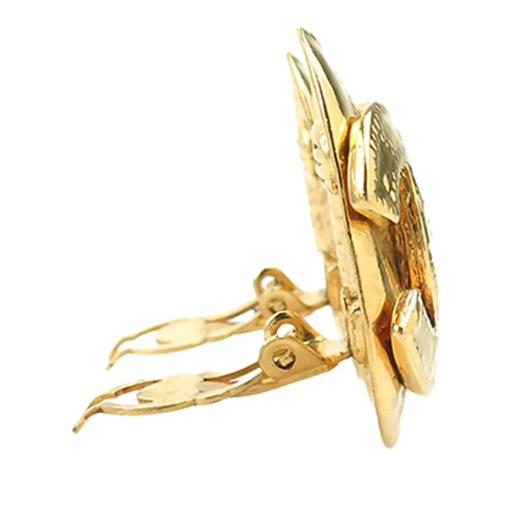 Chanel CC Gold Plated Logo Clip On Earrings Gold Metal Very good - Inside View
