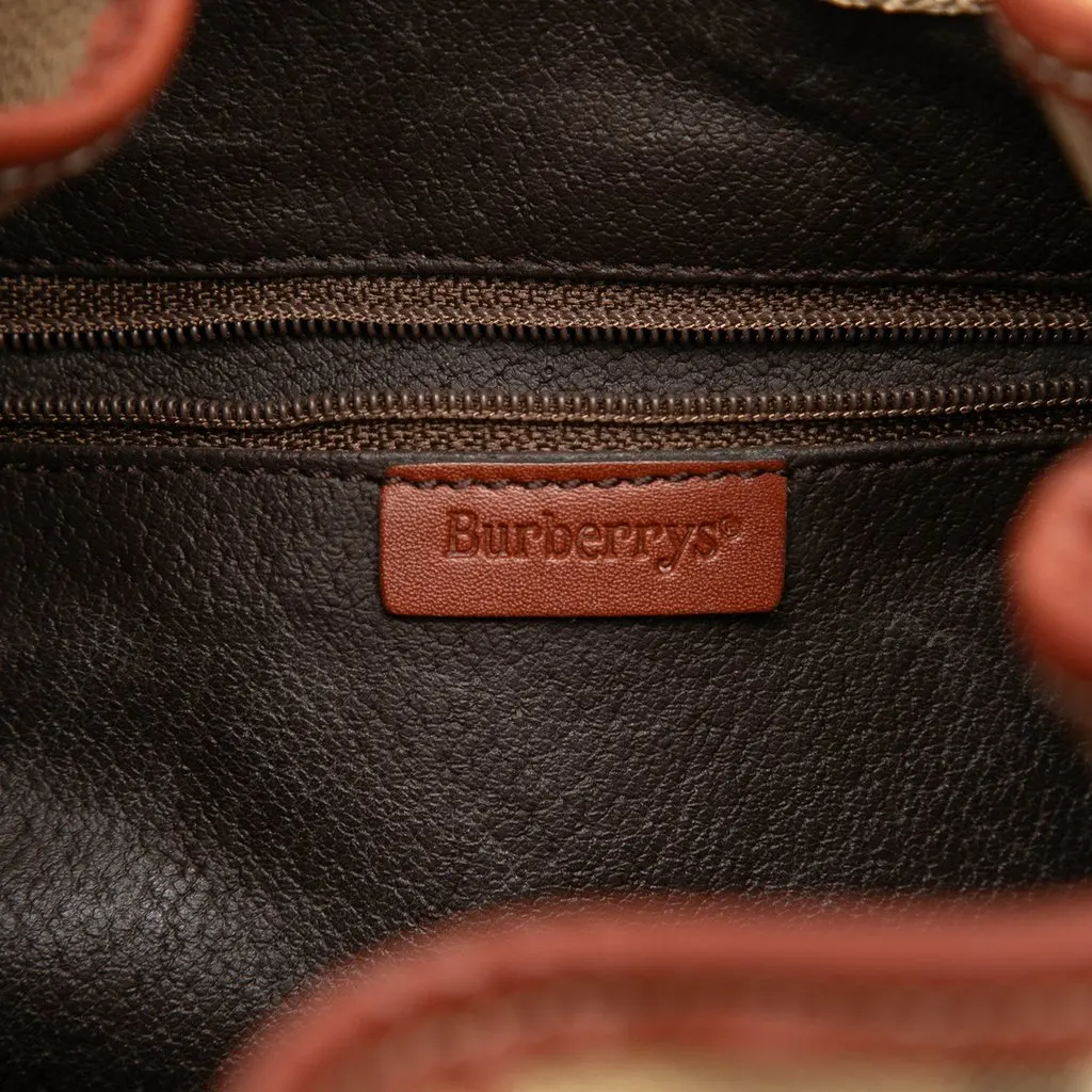 Burberry Haymarket Check Coated Canvas Drawstring Bucket Bag Beige Very good - Box View
