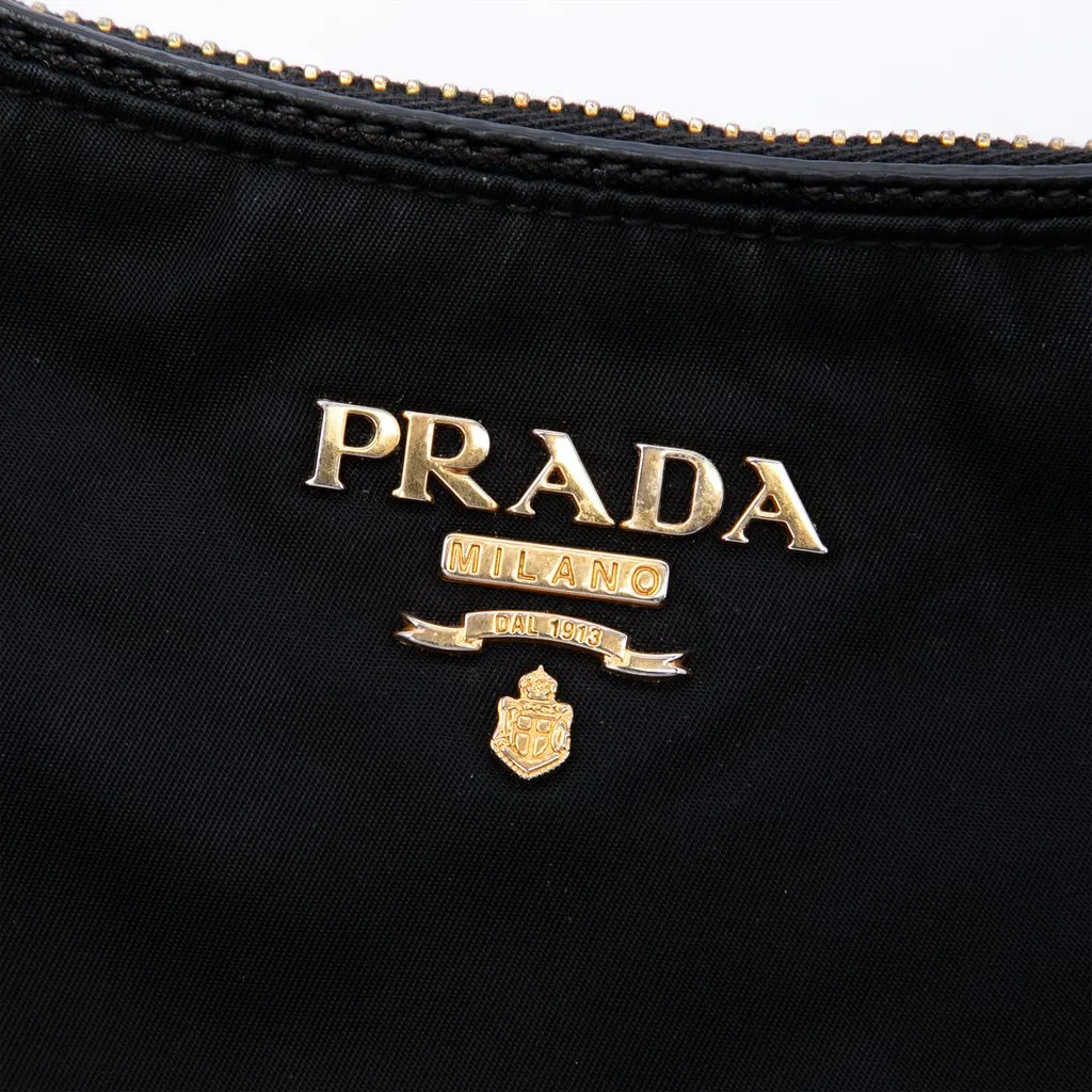 Prada Saffiano Trimmed Tessuto Shoulder Bag Black Polyamide Good - Box View