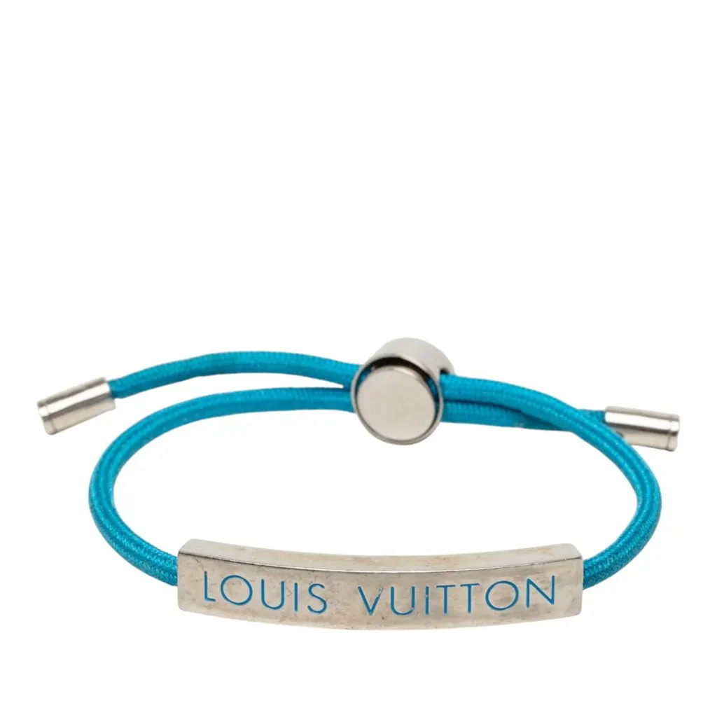 Louis Vuitton Nylon and Brass LV Space Bracelet Blue Very good - Front View