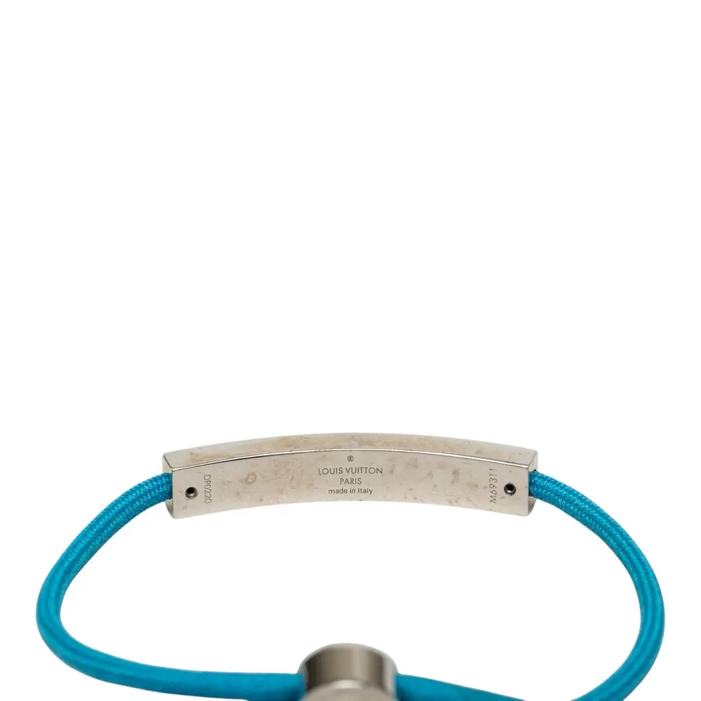 Louis Vuitton Nylon and Brass LV Space Bracelet Blue Very good - Model View