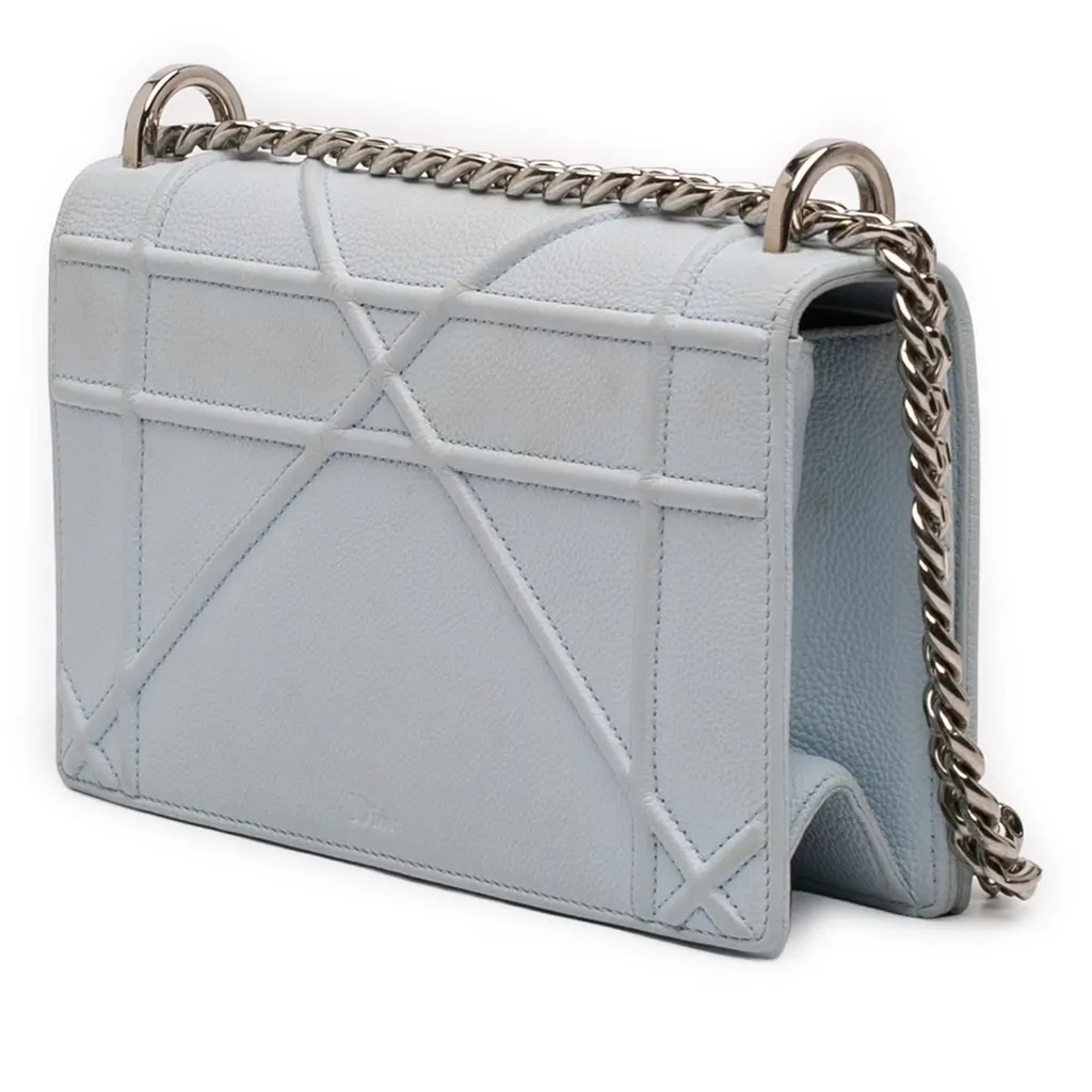 Dior Small Grained Calfskin Diorama Flap Blue Leather Very good - Back View