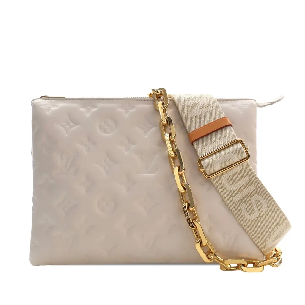 Louis Vuitton Monogram Embossed Puffy Lambskin Coussin PM White Leather Very good - Front View