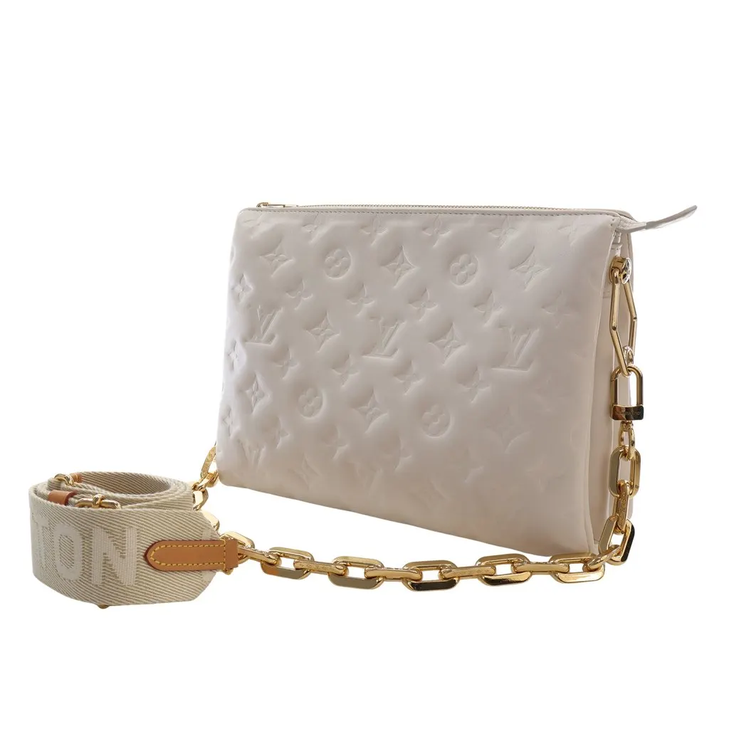 Louis Vuitton Monogram Embossed Puffy Lambskin Coussin PM White Leather Very good - Box View